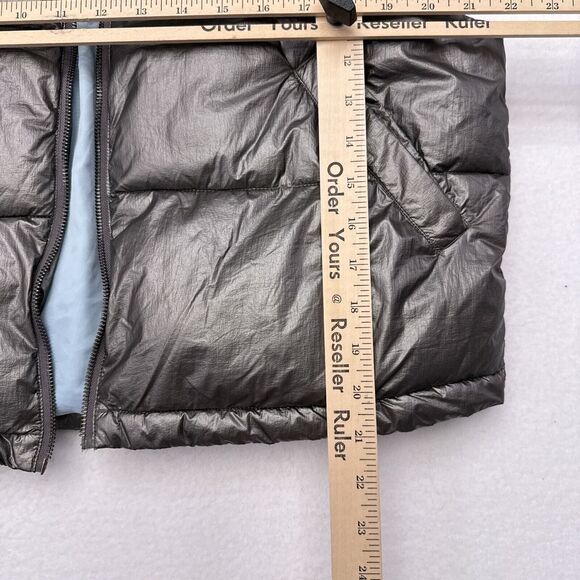 Pilcro Puffer Vest Size Medium Silver Anthropologie Hooded Apres‎ NO ZIPPER - Picture 10 of 10